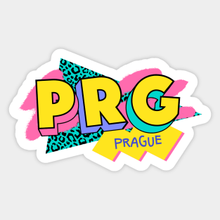 Prague, Czech Republic Retro 90s Logo Sticker